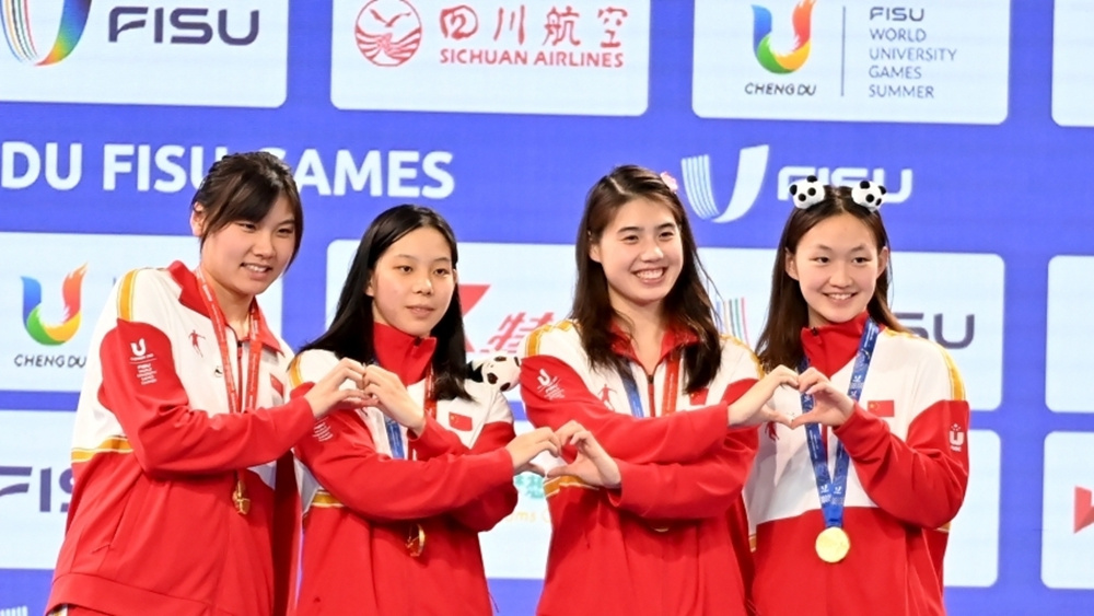 中國隊獲女子4×100米混合泳接力金牌